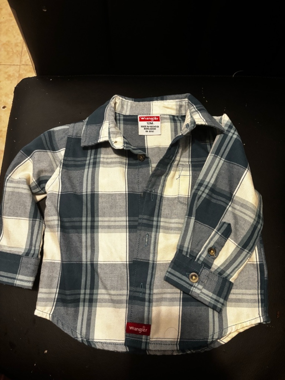 Wrangler Baby/Toddler Blue Plaid Button-Up Shirt